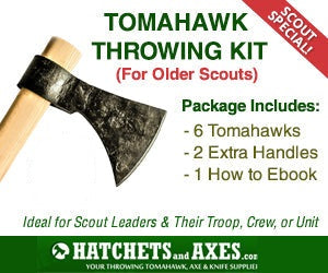 Age 14+ Scout and Youth Group Special! 19" Hawk Throwing Station Setup- 6 Hawks, 2 Extra Handles, plus Ebook