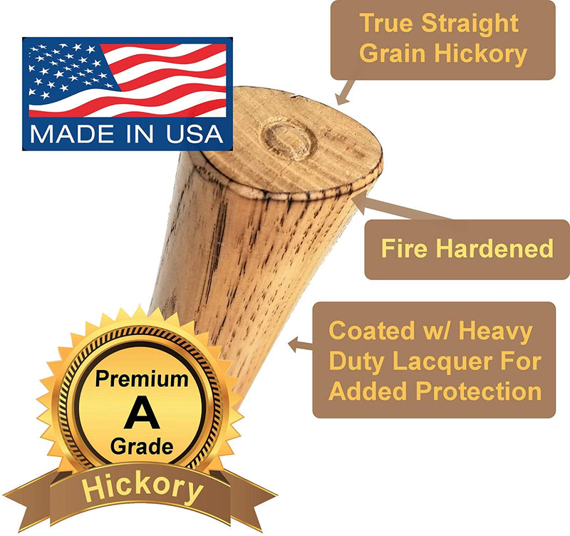 Throwing Tomahawk Handle - Fire Hardened & Lacquered - 19 inch A Grade American Hickory Wood