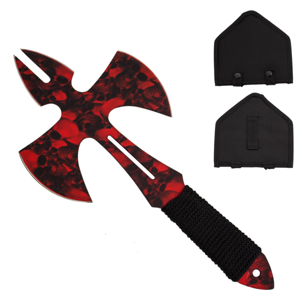 Red Skull Medieval Style Throwing Axe