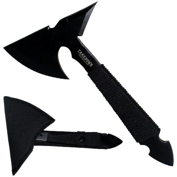 Full Tang Spiked Throwing Axe and Black Nylon Sheath and Scabbard with belt loop