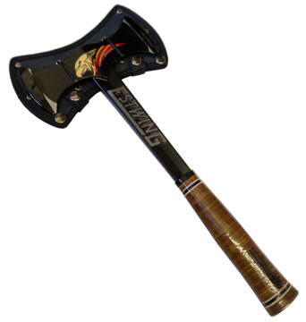 American-made Leather Black Eagle Double Bit Axe
