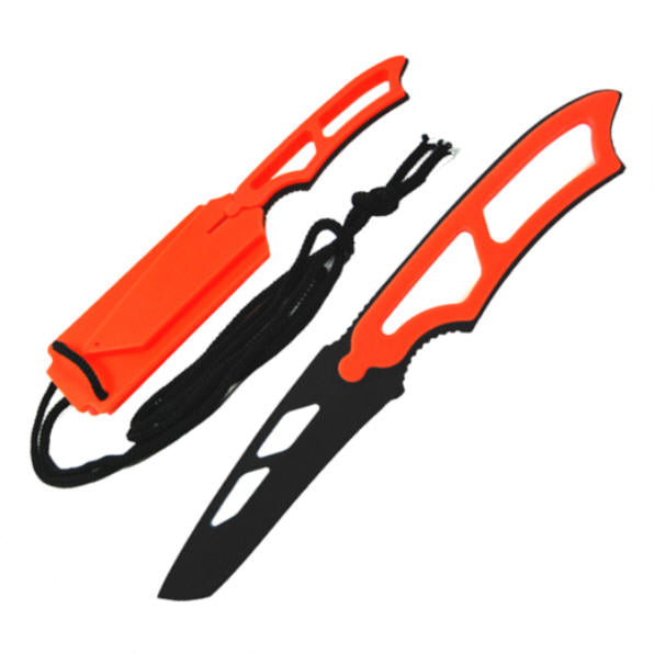 Orange Neck Knife with Whistle